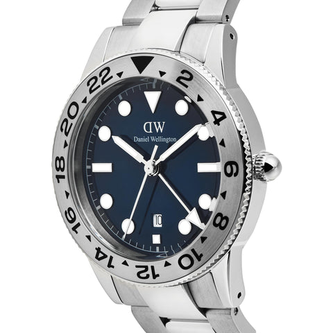 The Watch Boutique Daniel Wellington Iconic GMT Link Brushed Bezel Silver