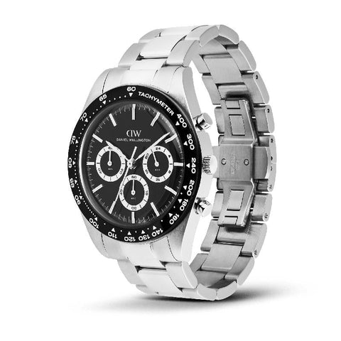The Watch Boutique Daniel Wellington Iconic Tachymeter 3-Link Black Silver Men's Watch