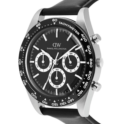 The Watch Boutique Daniel Wellington Iconic Tachymeter Sheffield Black Silver Men's Watch