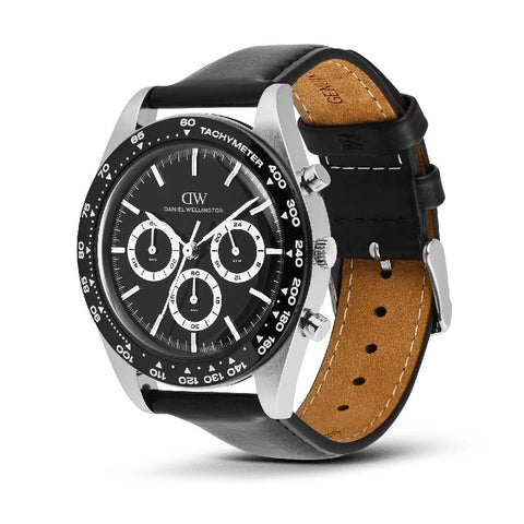 The Watch Boutique Daniel Wellington Iconic Tachymeter Sheffield Black Silver Men's Watch