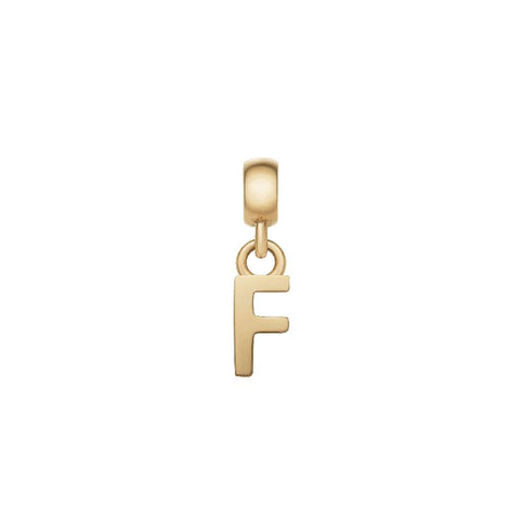 Elegant gold-plated stainless steel Daniel Wellington letter F charm with a polished finish for a personalized look.