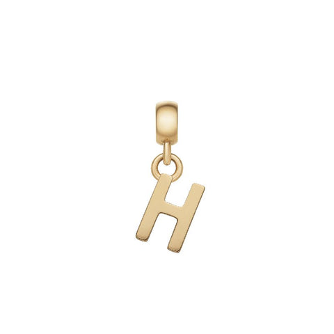Elegant gold-plated stainless steel letter H charm by Daniel Wellington, featuring a polished finish for a refined look.