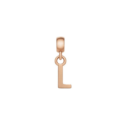 Elegant Daniel Wellington letter L charm in rose gold-plated stainless steel with a polished finish.