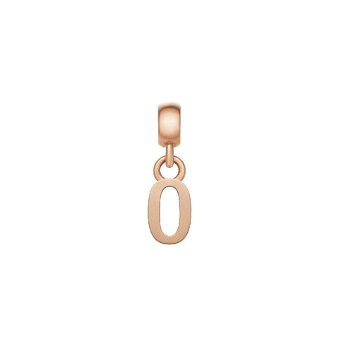 Elegant Daniel Wellington letter O charm in rose gold-plated stainless steel with a sleek, minimalist design.