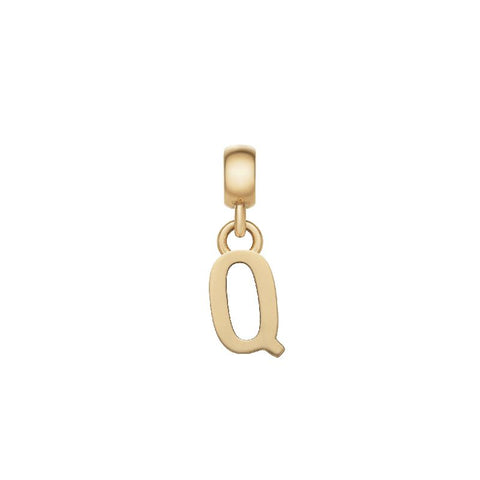 Elegant gold-plated stainless steel letter Q charm by Daniel Wellington featuring a polished, minimalist design.