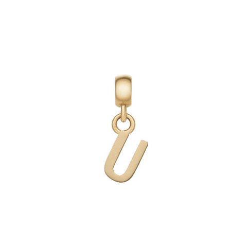 Elegant gold-plated stainless steel letter U charm by Daniel Wellington, featuring a polished finish for a refined look.