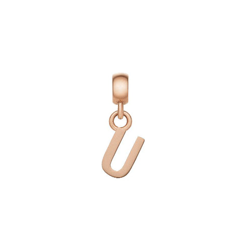 Daniel Wellington letter U charm in rose gold-plated stainless steel with a sleek, minimalist design.