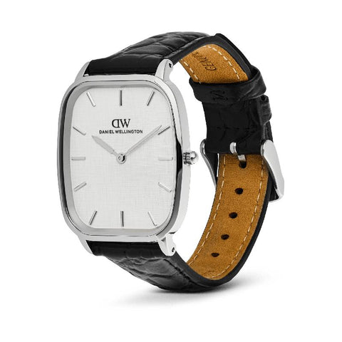The Watch Boutique Daniel Wellington Marlon Black Croc Belly Linen Silver Men's Watch