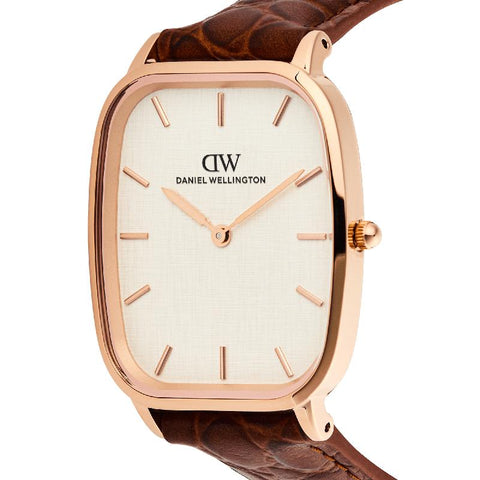 The Watch Boutique Daniel Wellington Marlon Brown Croc Belly Linen Rose Gold Men's Watch