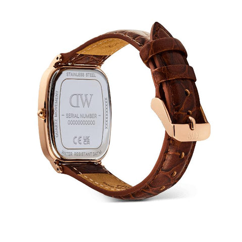 The Watch Boutique Daniel Wellington Marlon Brown Croc Belly Linen Rose Gold Men's Watch
