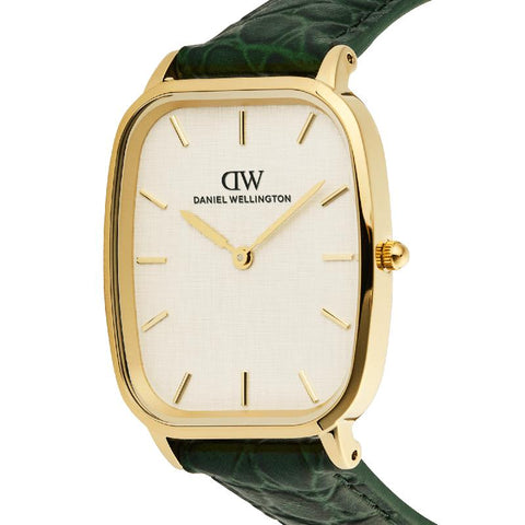 The Watch Boutique Daniel Wellington Marlon Green Croc Belly Linen Gold Men's Watch