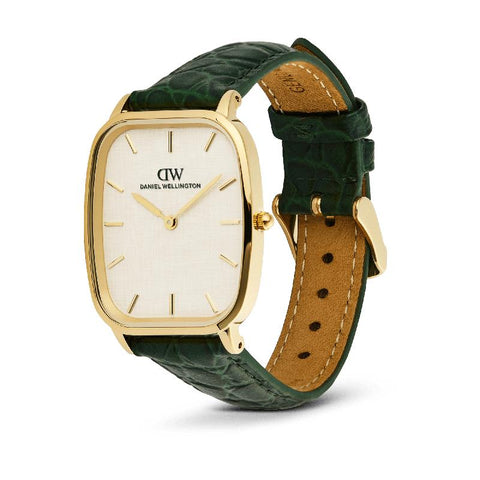 The Watch Boutique Daniel Wellington Marlon Green Croc Belly Linen Gold Men's Watch
