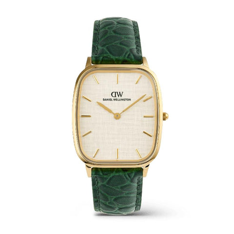 The Watch Boutique Daniel Wellington Marlon Green Croc Belly Linen Gold Men's Watch