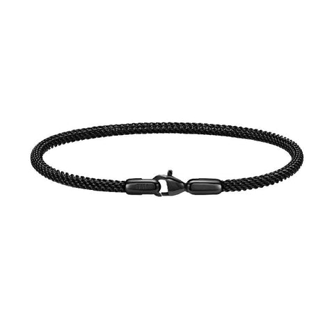 Daniel Wellington Ashfield black stainless steel mesh bracelet with a sleek lobster clasp closure.