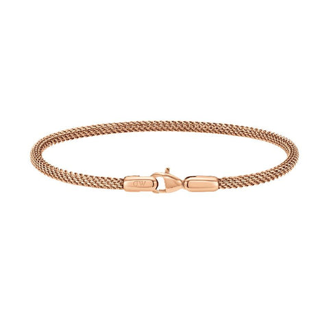 Elegant rose gold mesh bracelet by Daniel Wellington featuring a durable stainless steel design and secure lobster clasp.