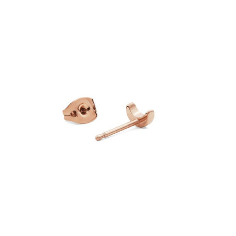 Elegant 5mm Daniel Wellington moon stud earring in PVD rose gold plated stainless steel with matching butterfly back.