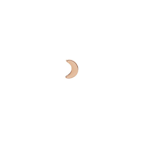 Elegant 5mm moon stud earring in PVD plated rose gold stainless steel for a minimalist, sophisticated look.