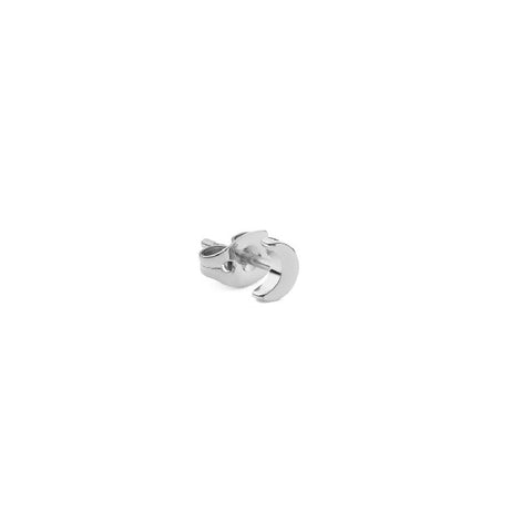 Elegant Daniel Wellington moon stud earring in polished silver stainless steel, featuring a delicate 5mm crescent design.