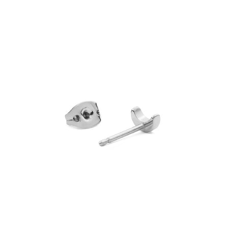 Elegant 5mm Daniel Wellington moon stud earring in polished silver-tone stainless steel with a secure butterfly back.