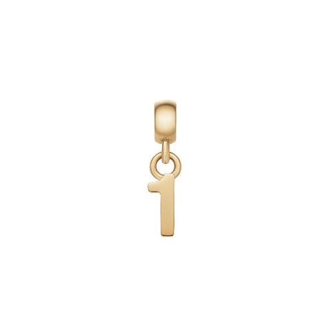 Elegant Daniel Wellington number 1 charm in gold-plated stainless steel with a polished finish.