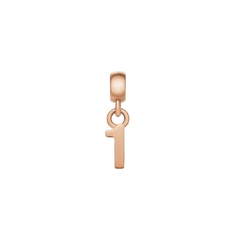 Elegant Daniel Wellington number 1 charm crafted in rose gold-plated stainless steel for a sophisticated, polished look.