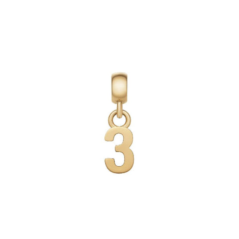 Elegant Daniel Wellington number 3 charm crafted in gold-plated stainless steel for a sophisticated, personalized look.