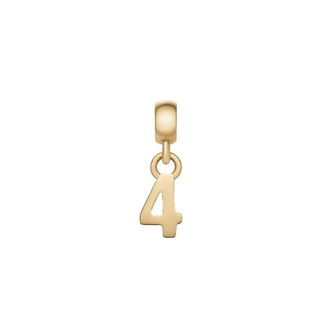 Daniel Wellington Number 4 charm in gold-plated stainless steel with a sleek, minimalist design.