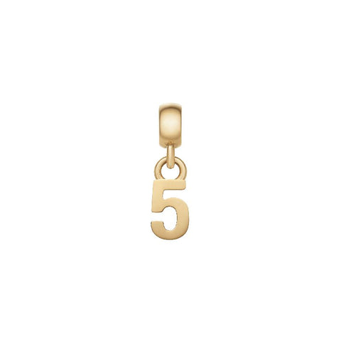 Elegant Daniel Wellington number 5 charm crafted from gold-plated stainless steel for a sophisticated accessory.
