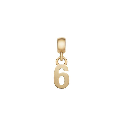 Elegant Daniel Wellington number 6 charm crafted in gold-plated stainless steel for a refined, minimalist look.