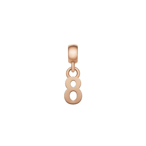 Elegant Daniel Wellington number 8 charm crafted in rose gold-plated stainless steel for a sophisticated, polished look.