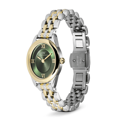 The Watch Boutique Daniel Wellington Ophelia Mini Beans Link Emerald Two Tone Women's Watch