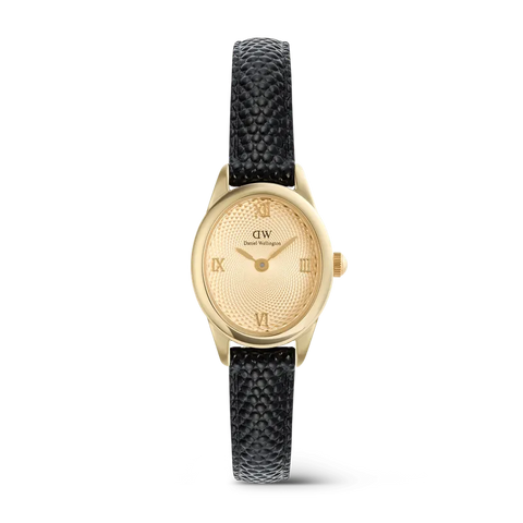 Daniel Wellington Ophelia Mini Black Lizard Unitone Guilloché Gold Watch