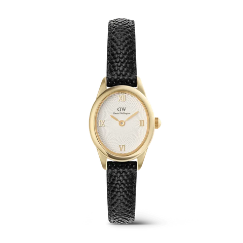 Daniel Wellington Ophelia Mini Black Lizard White Guilloché Gold Watch
