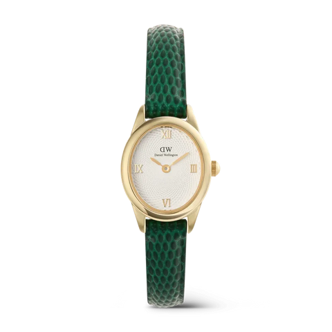 Daniel Wellington Ophelia Mini Green Lizard White Guilloché Gold Watch