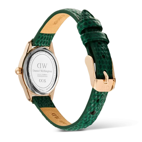 The Watch Boutique Daniel Wellington Ophelia Mini Green Lizard White Guilloché Rose Gold Watch