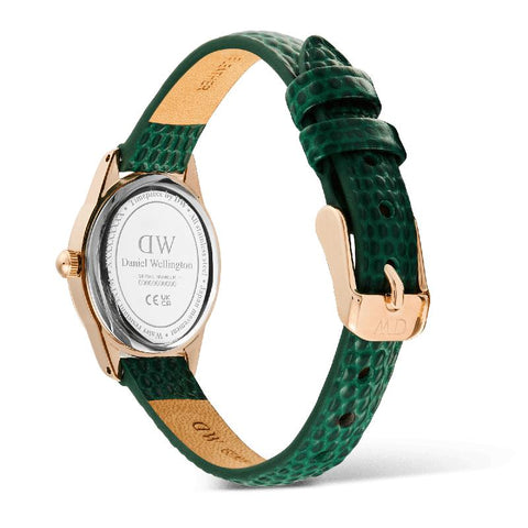 The Watch Boutique Daniel Wellington Ophelia Mini Green Lizard White Guilloche Rose Gold Women's Watch