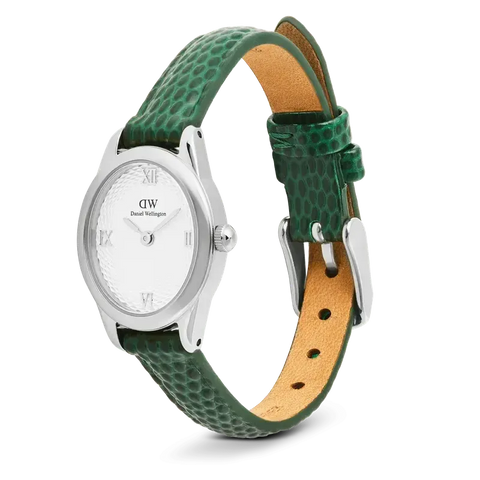 The Watch Boutique Daniel Wellington Ophelia Mini Green Lizard White Guilloché Silver Watch