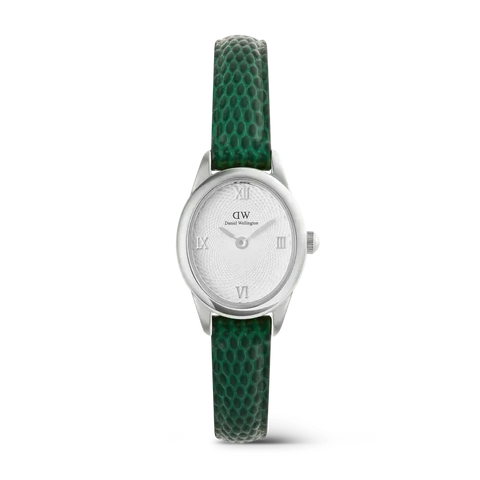The Watch Boutique Daniel Wellington Ophelia Mini Green Lizard White Guilloché Silver Watch