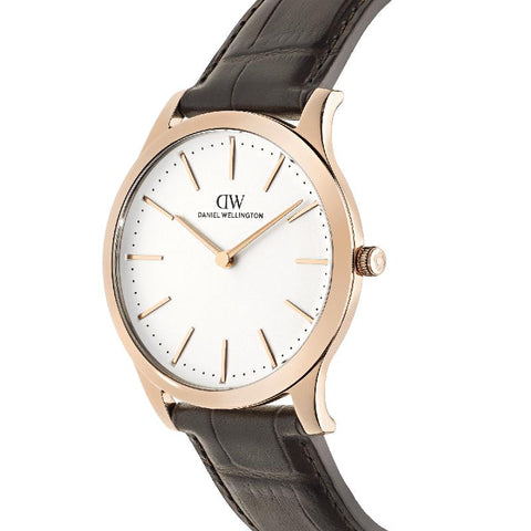 The Watch Boutique Daniel Wellington Pathfinder Brown-Croc Frost-White Rose Gold Men's Watch