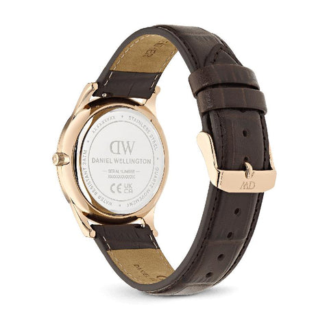 The Watch Boutique Daniel Wellington Pathfinder Brown-Croc Frost-White Rose Gold Men's Watch