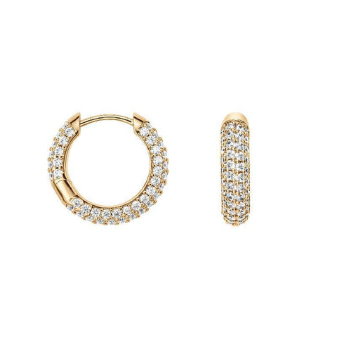 Daniel Wellington gold-plated hoop earrings featuring a sparkling pavé crystal design with a secure claw setting.