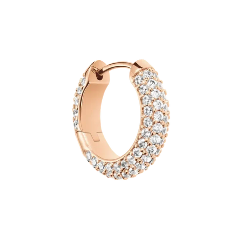 Daniel Wellington rose gold hoop earrings featuring a sparkling pavé crystal setting and a secure hinge lock.