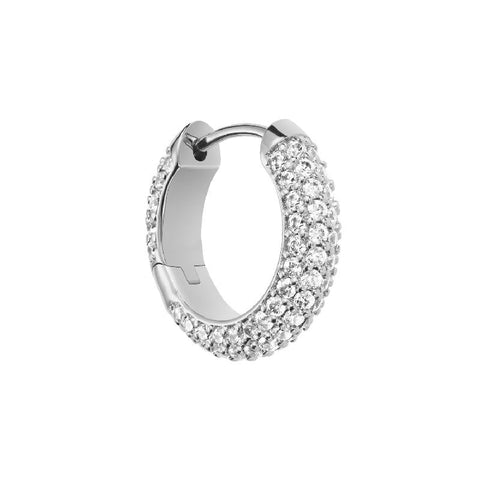 Daniel Wellington silver hoop earrings in rhodium-plated brass with sparkling pavé-set crystals.