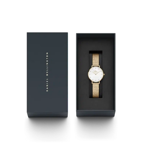 The Watch Boutique Daniel Wellington Petite Lumine Pressed Piano Gold Watch 28mm