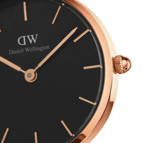 The Watch Boutique Daniel Wellington Petite Sheffield Rose Gold Black 28mm Watch