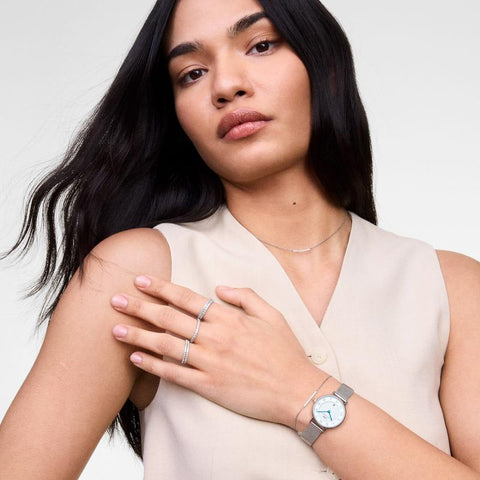 The Watch Boutique Daniel Wellington Petite Silver Roman Numerals Date Watch