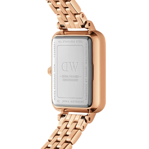 The Watch Boutique Daniel Wellington Quadro Lumine 5-Link Melrose White Mother of Pearl Rose Gold 20x28mm Watch