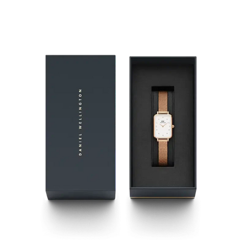 The Watch Boutique Daniel Wellington Quadro Lumine Pressed Melrose Rose Gold Watch 20x26mm