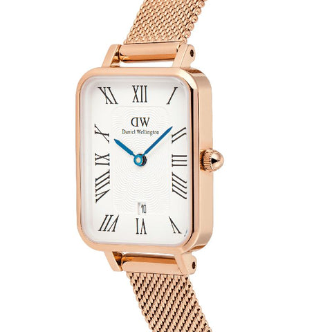 The Watch Boutique Daniel Wellington Quadro Melrose Roman Numerals Date Rose Gold Watch