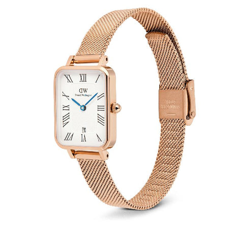 The Watch Boutique Daniel Wellington Quadro Melrose Roman Numerals Date Rose Gold Watch